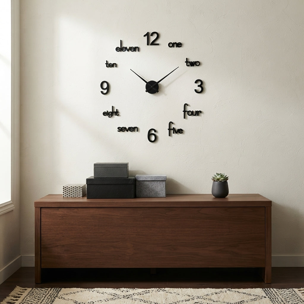 Modern 3D Wall Clock | Creative Number Design | Minimalist Home & Office Décor