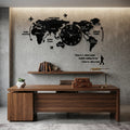 World Map Wall Clock | Modern Wooden World Map 3D Wall Art