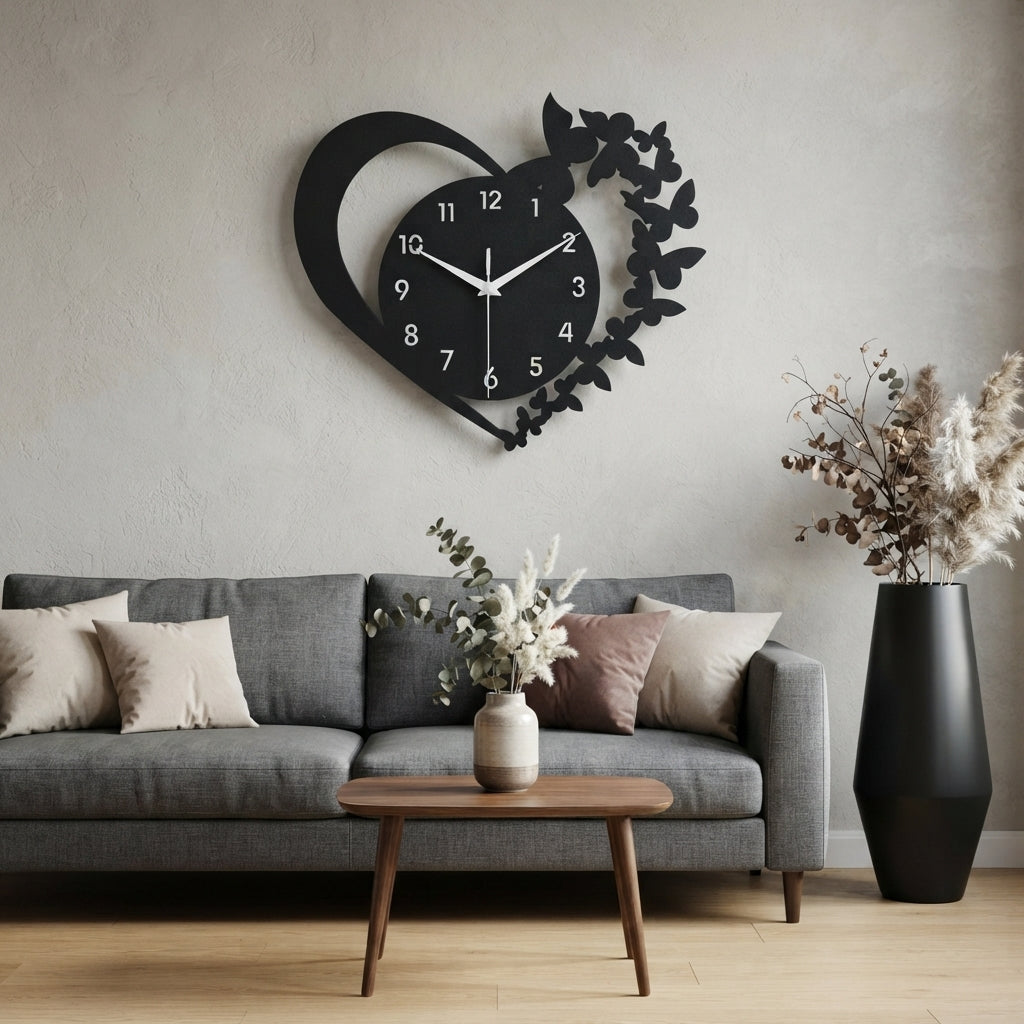Elegant Heart Shape Wall Clock | Modern Love Design