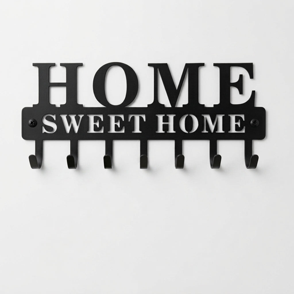 Metal Wall Key Holder- "Home Sweet Home" Design