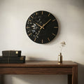 Luxury Wooden Wall Clock | Elegant Floral Design with Golden Hands