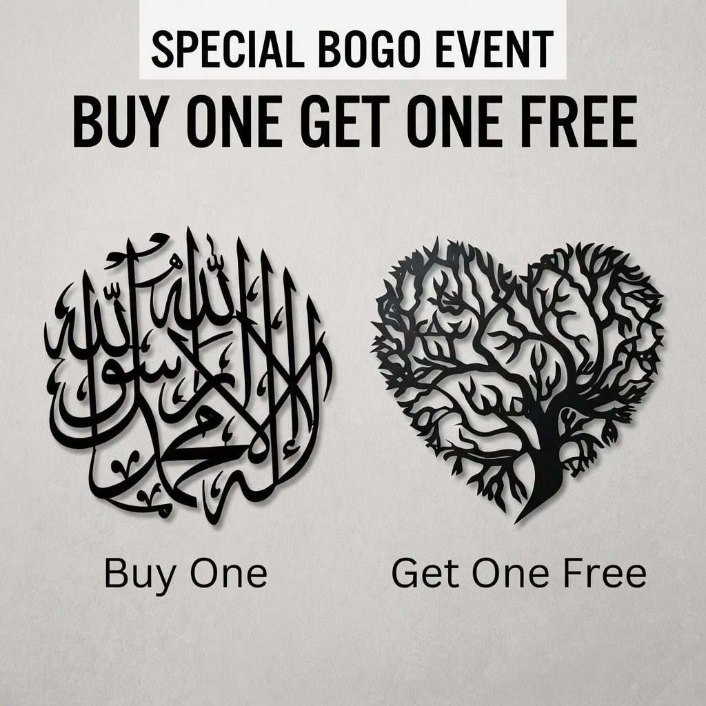 Buy 1 Get 1 FREE | Islamic Arabic Calligraphy & Tree of Life Wall Art | 2-Piece Home Décor Set