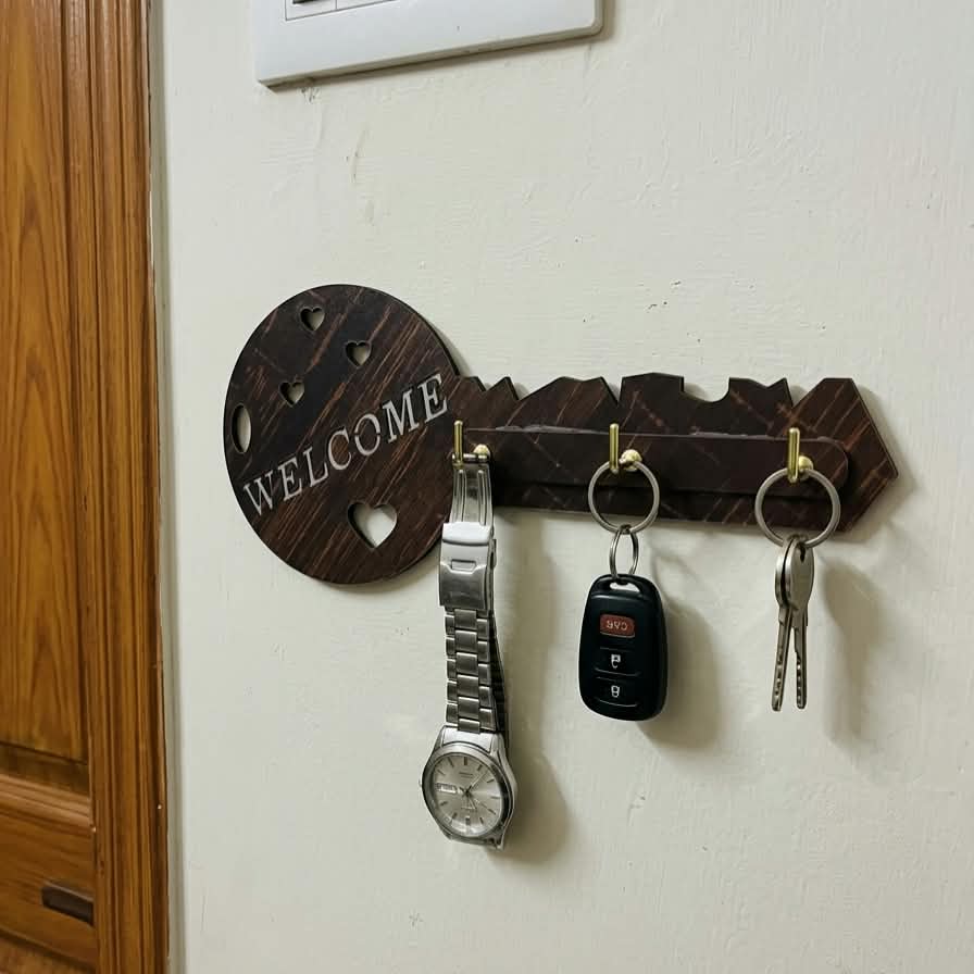 Buy 1 Get 1 FREE | Premium Wooden Key Holder Wall Rack | 2 Designs Combo