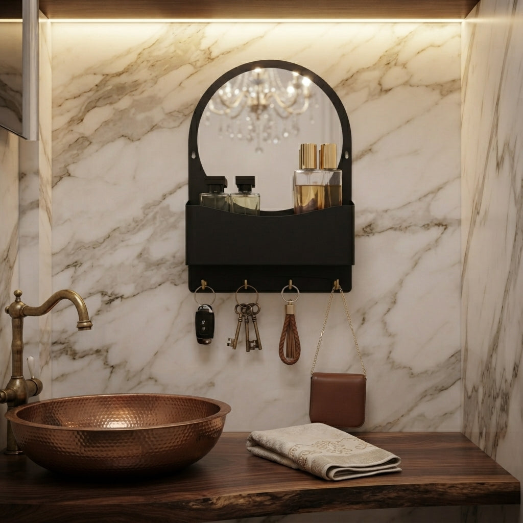 Decorative Wooden Mirror Rack & Key Holder