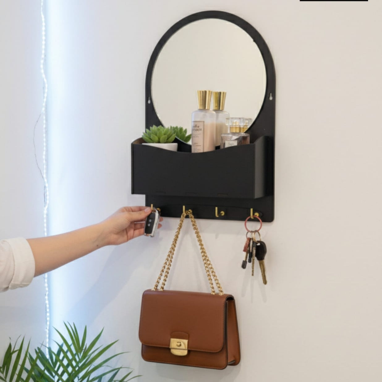 Decorative Wooden Mirror Rack & Key Holder
