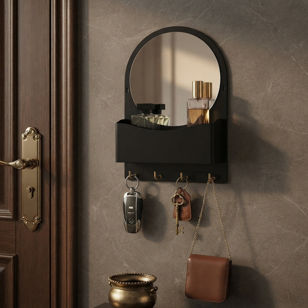 Decorative Wooden Mirror Rack & Key Holder