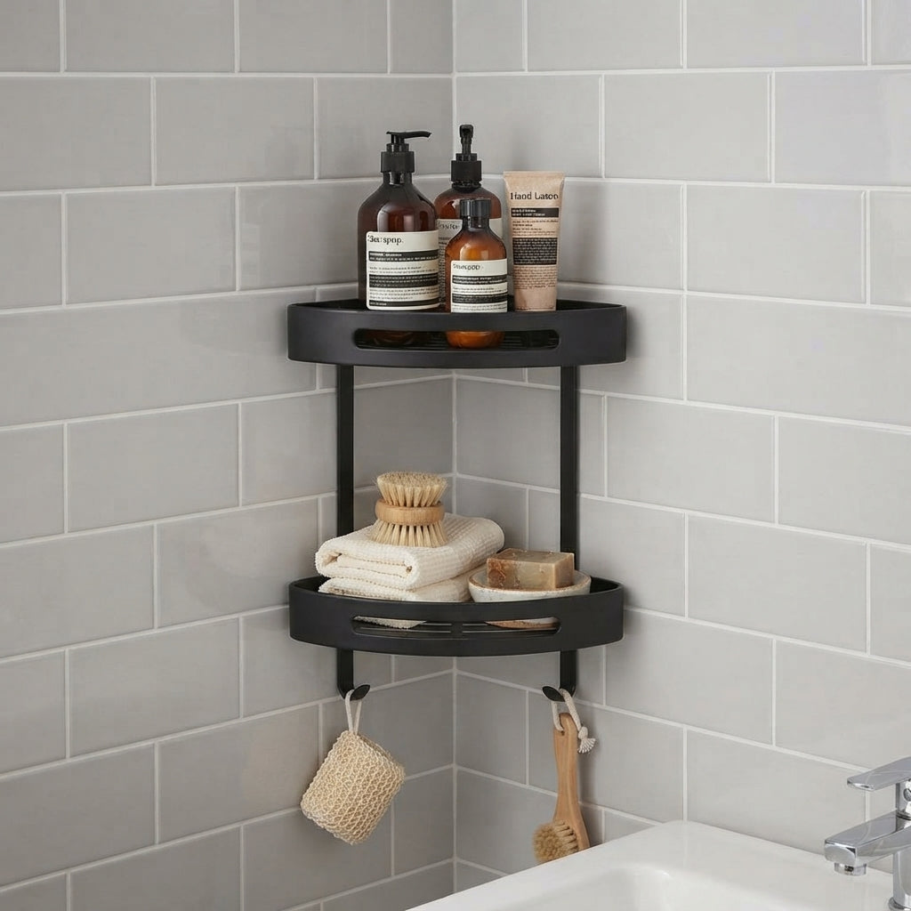 Stainless Steel 2-Tier Corner Shelf | Bathroom Kitchen Organizer Rack