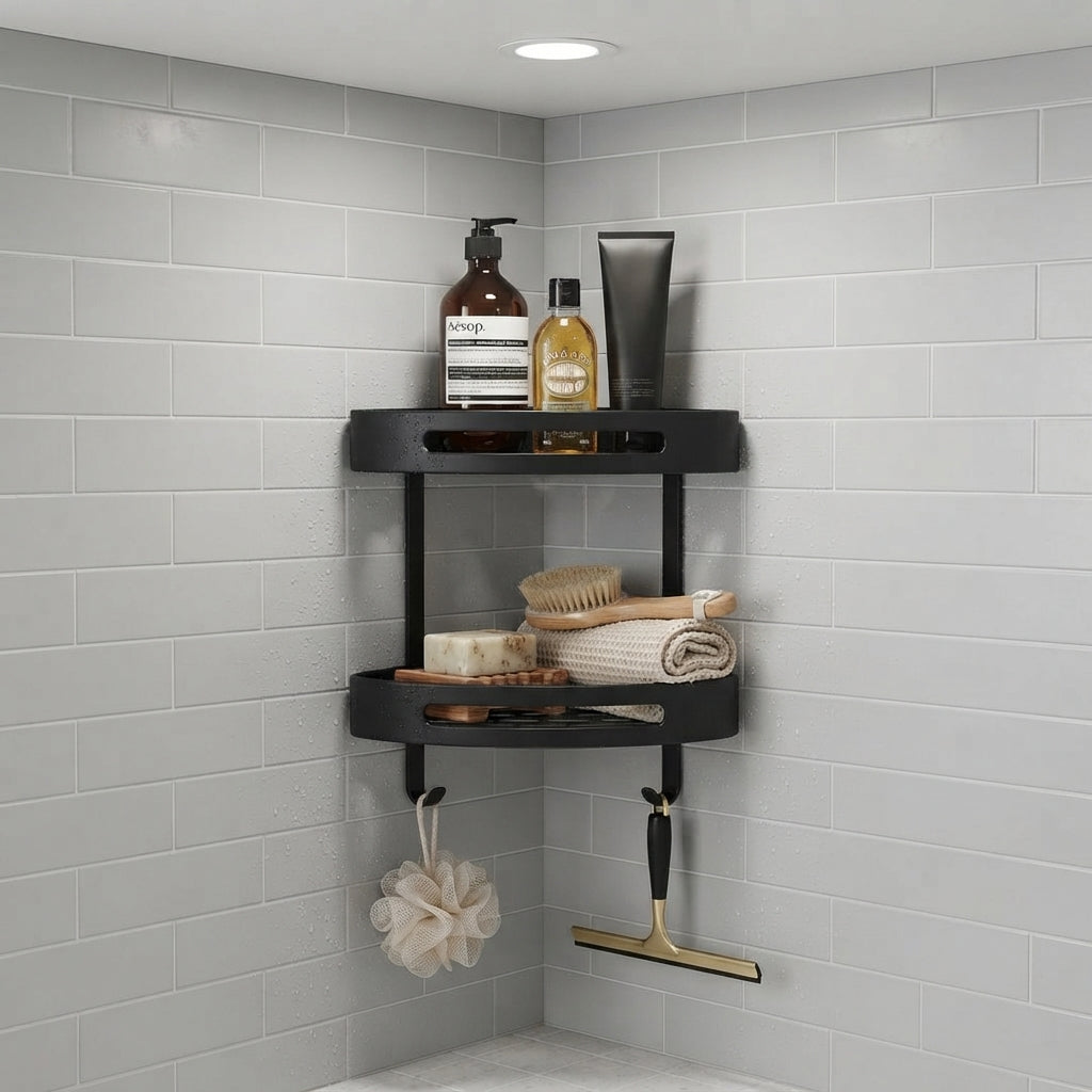 Stainless Steel 2-Tier Corner Shelf | Bathroom Kitchen Organizer Rack