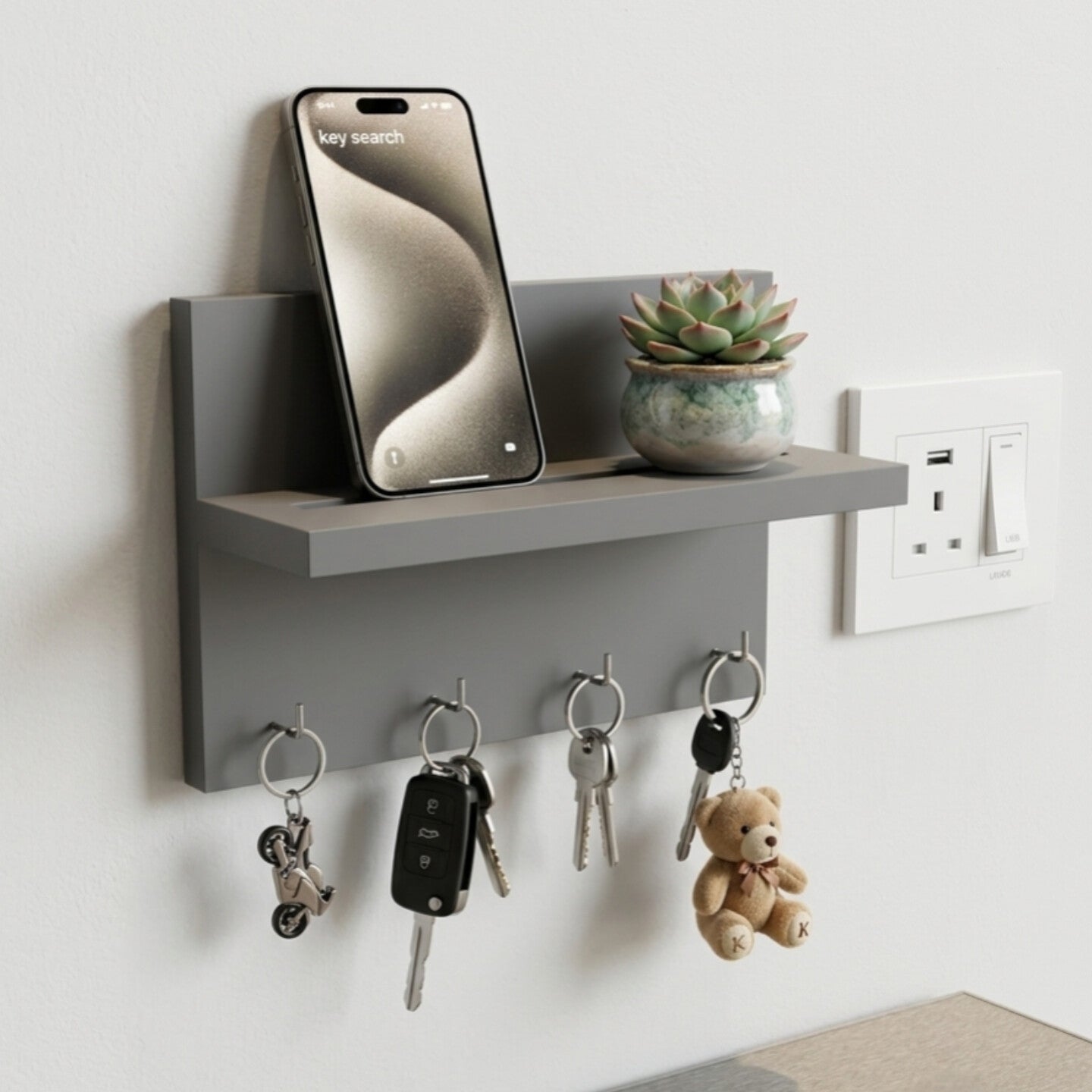 Premium Mobile Stand | Key Holder with Decorative Shelf