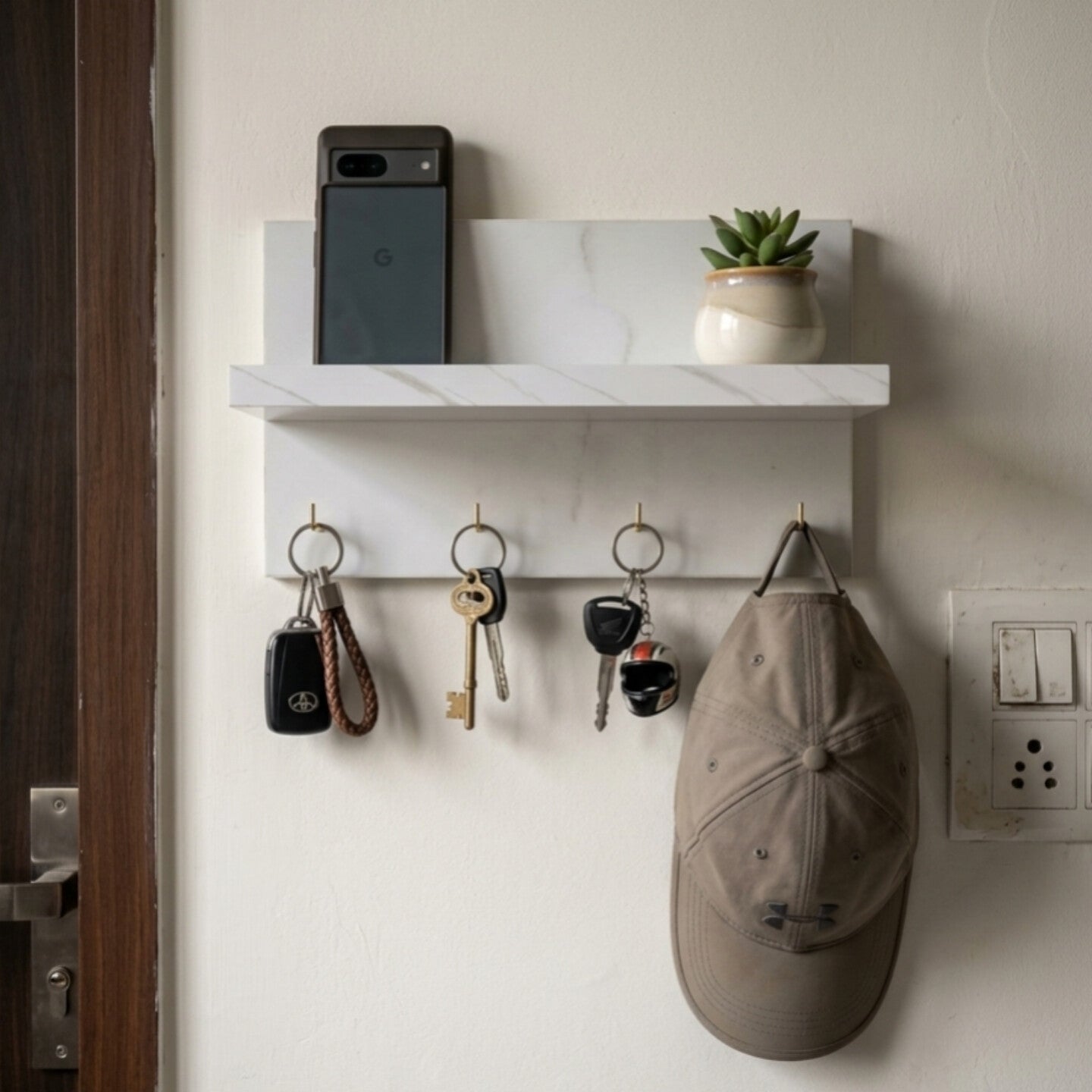 Premium Mobile Stand | Key Holder with Decorative Shelf