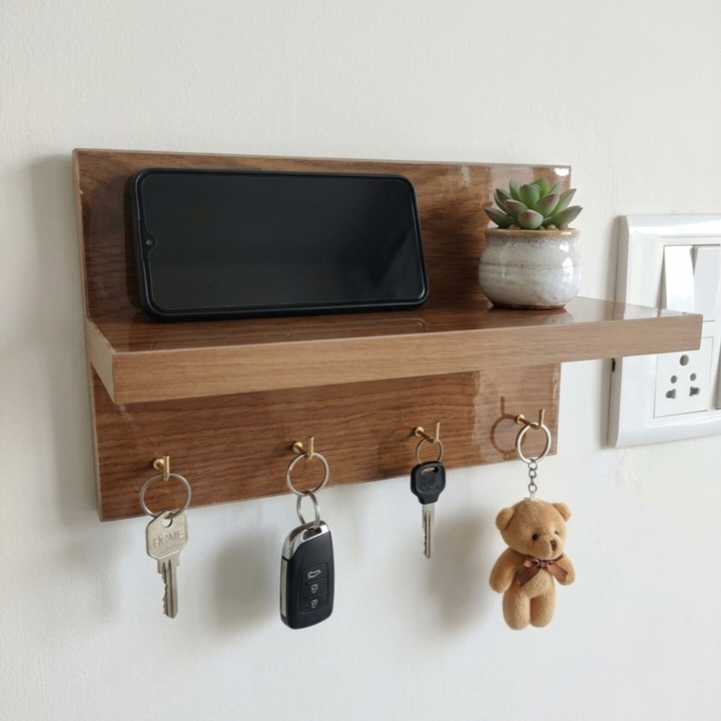 Premium Mobile Stand | Key Holder with Decorative Shelf
