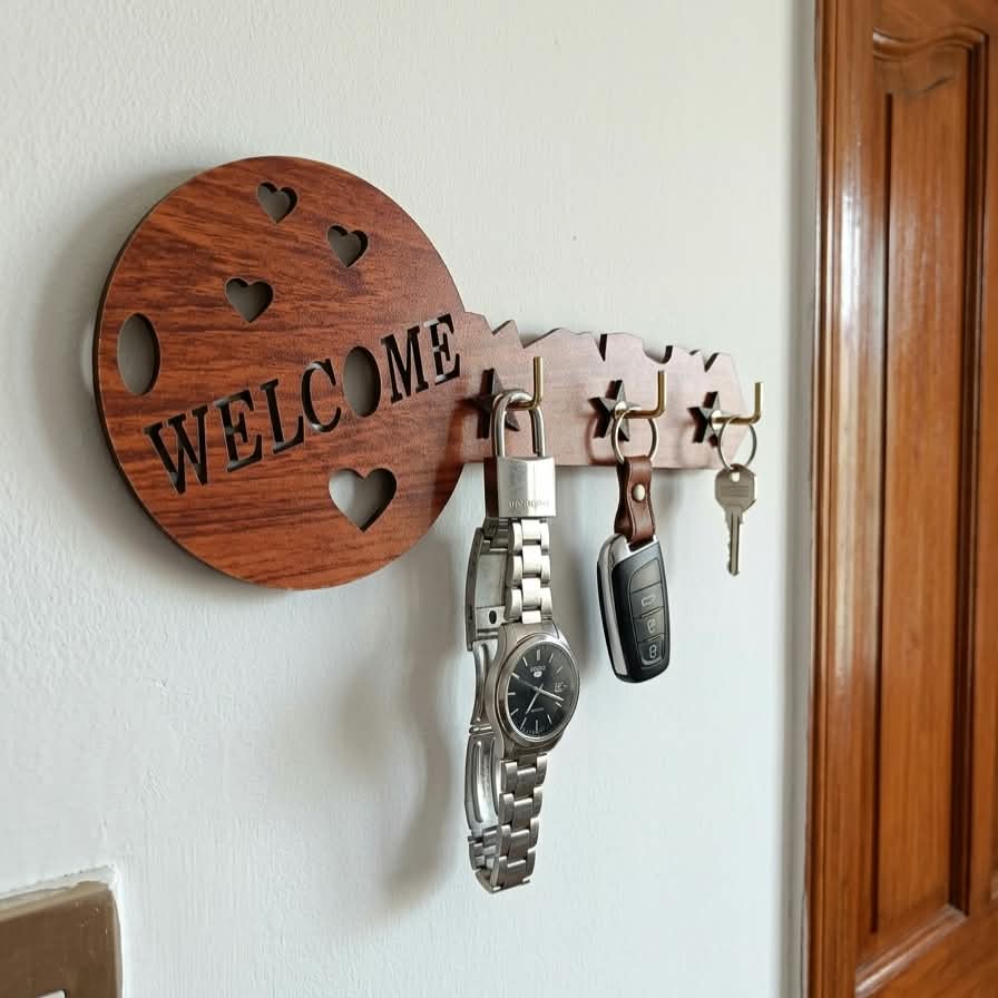 Buy 1 Get 1 FREE | Islamic + Welcome Wooden Key Holder | 2 Pcs Combo