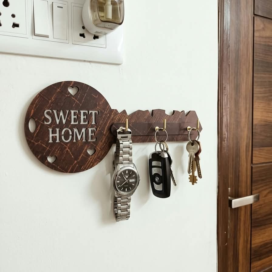 Buy 1 Get 1 FREE | Premium Wooden Key Holder Wall Rack | 2 Designs Combo