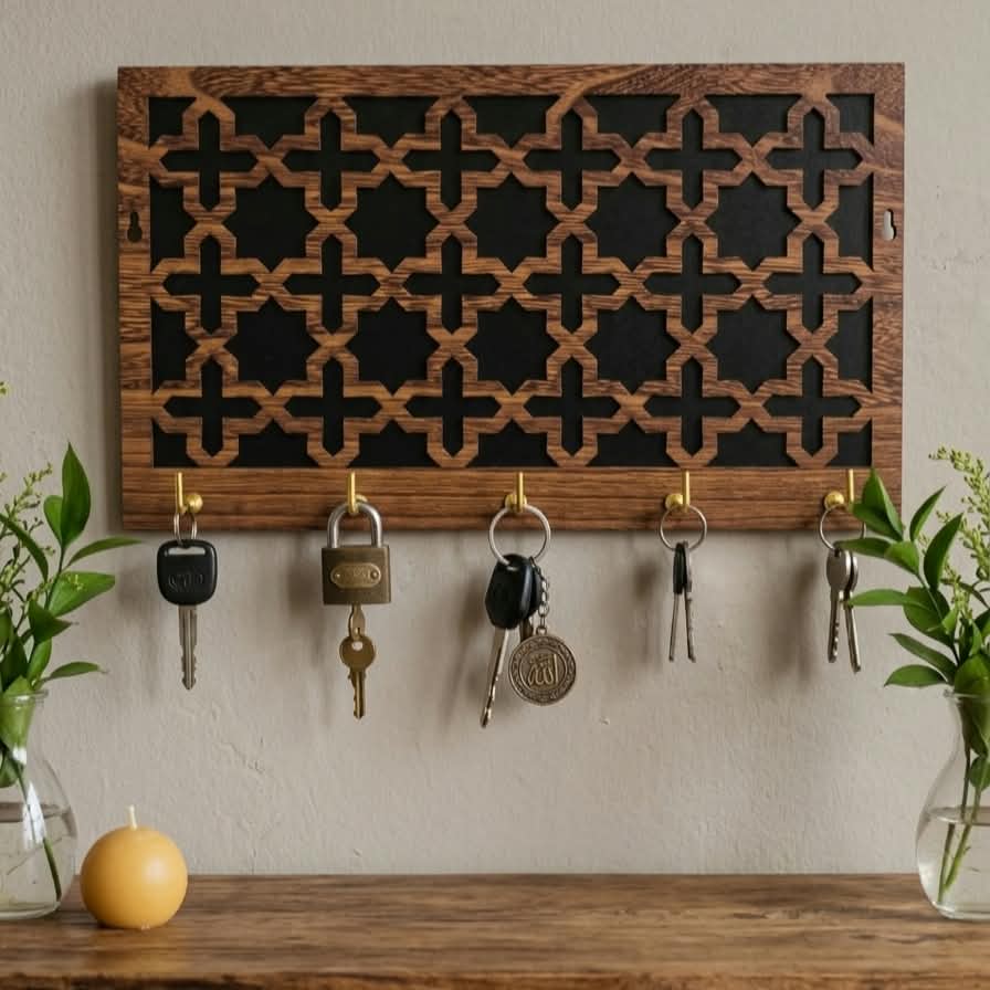 Buy 1 Get 1 FREE | Premium Wooden Key Holder Wall Rack | 2 Designs Combo
