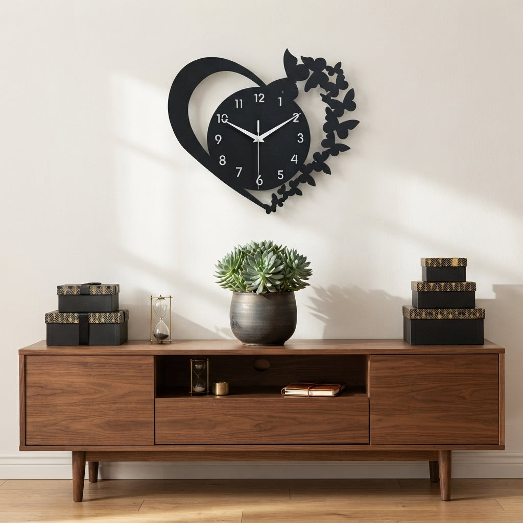 Elegant Heart Shape Wall Clock | Modern Love Design