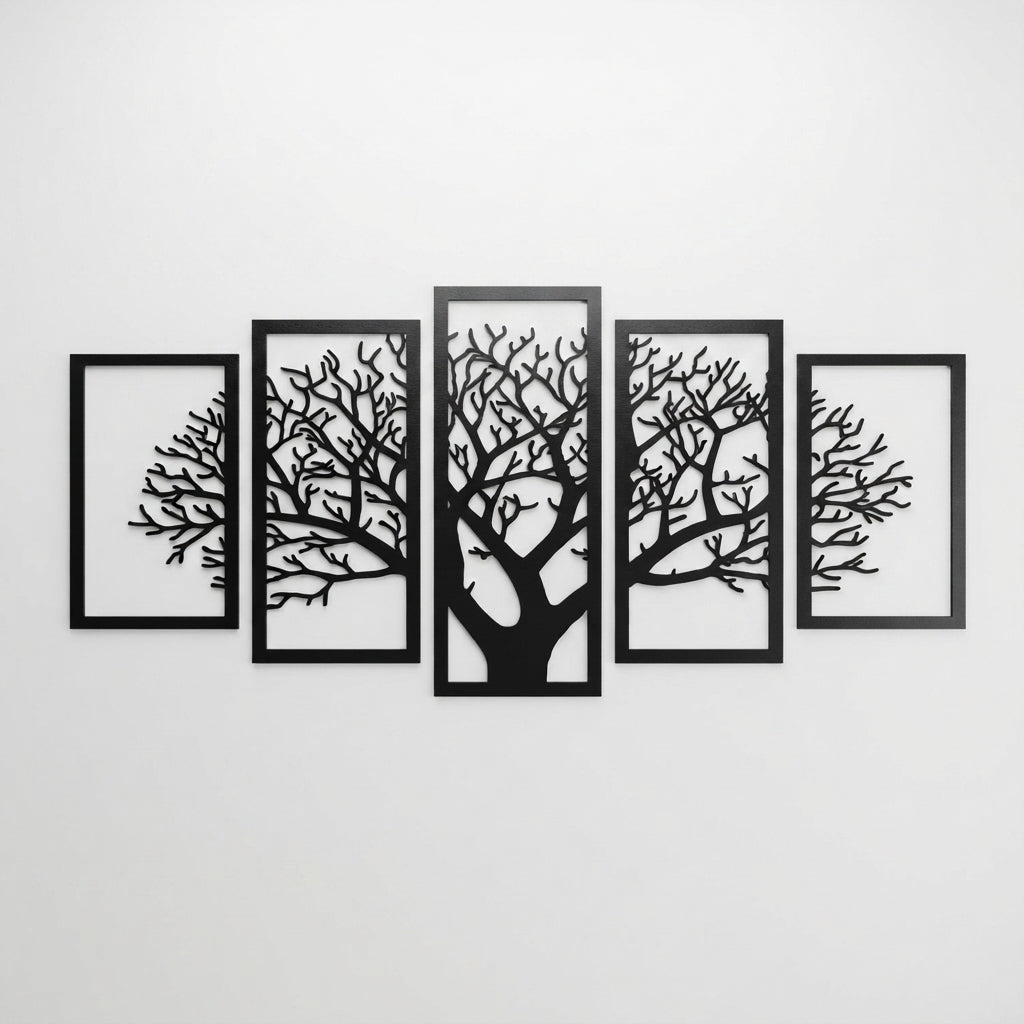5-Piece Tree Design Wall Art | Modern 3D Wall Décor