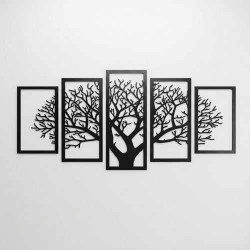 5-Piece Tree Design Wall Art | Modern 3D Wall Décor