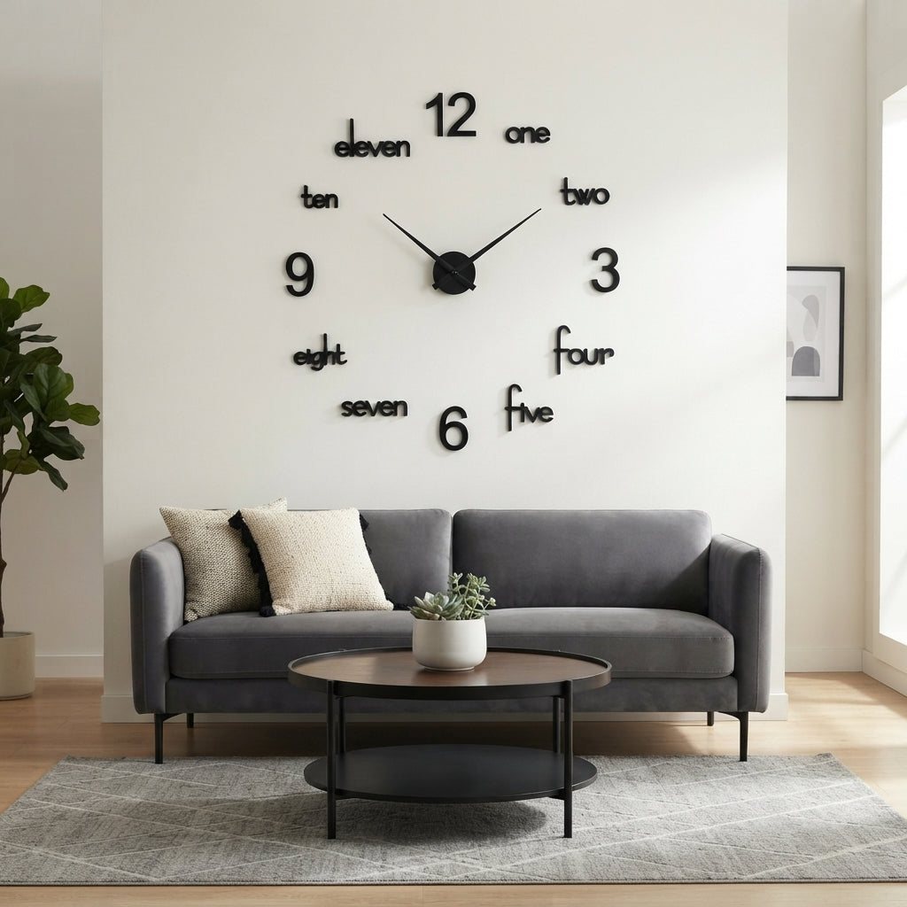 Modern 3D Wall Clock | Creative Number Design | Minimalist Home & Office Décor