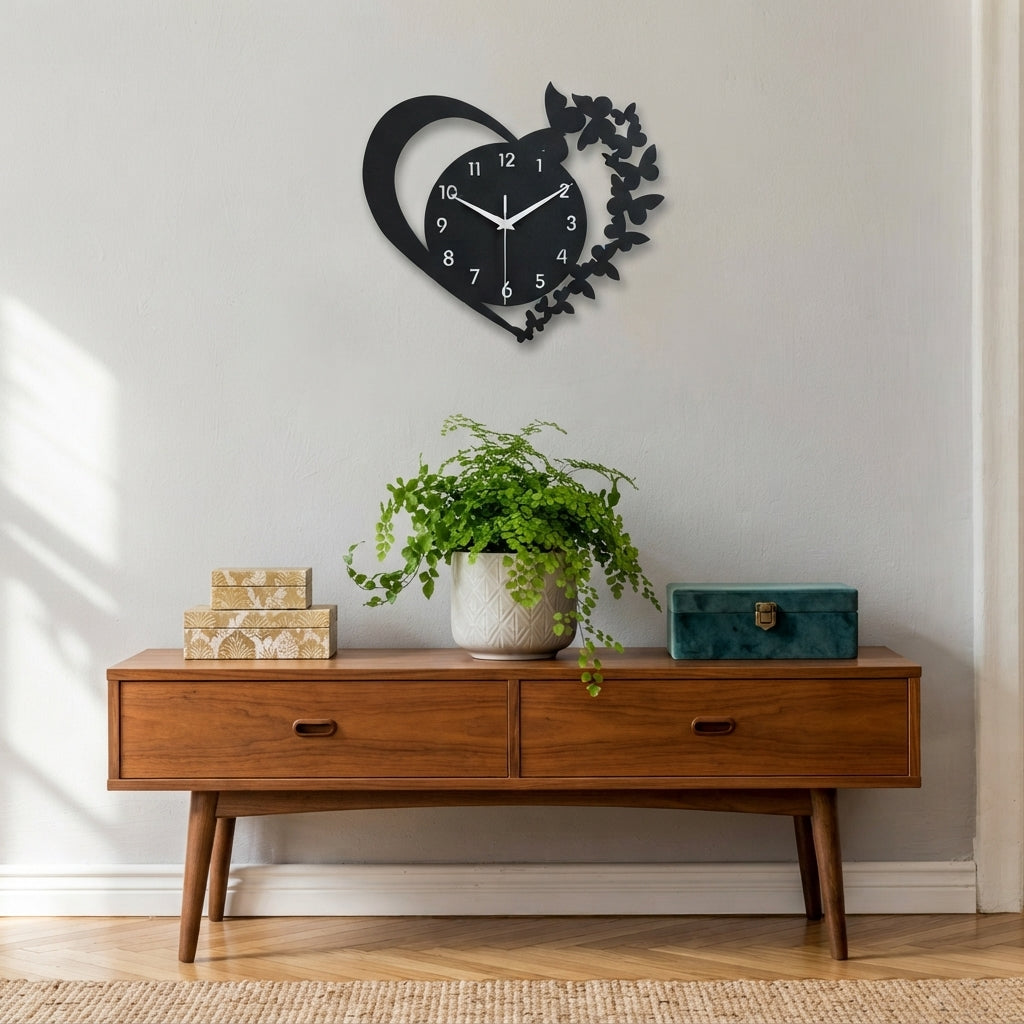 Elegant Heart Shape Wall Clock | Modern Love Design
