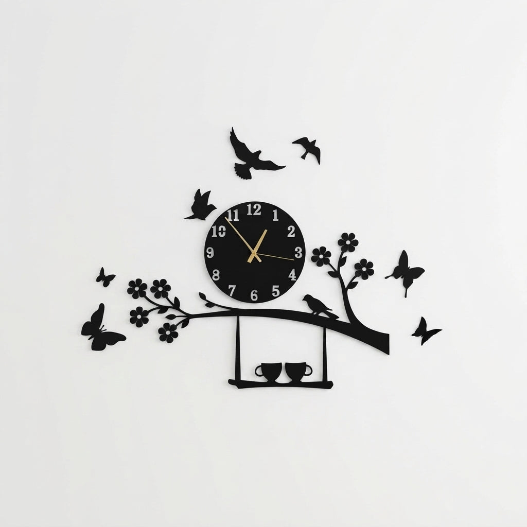 Birds & Tree Branch Wall Clock | Elegant Nature-Inspired Wall Art Clock