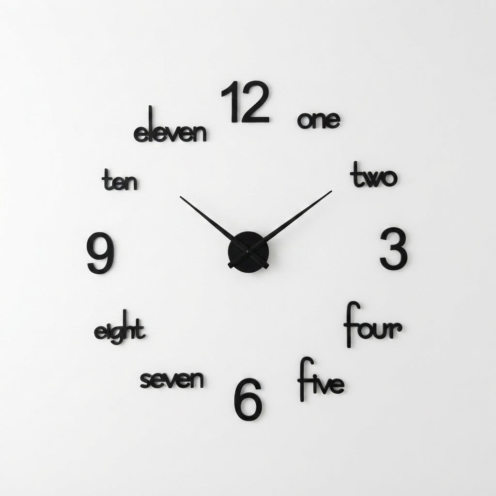 Modern 3D Wall Clock | Creative Number Design | Minimalist Home & Office Décor